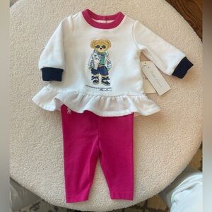 NWT Ralph Lauren baby girl fleece sweatshirt and leggings set